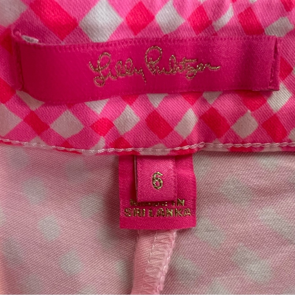 Lilly Pulitzer Arabeth Pink Gingham Women Shorts - Picture 8 of 10